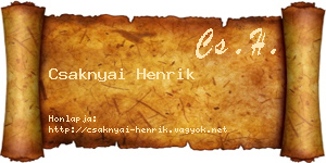 Csaknyai Henrik névjegykártya